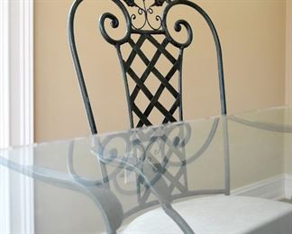 dining room table with glass top and six/6 chairs 