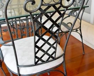 dining room table with glass top and six/6 chairs (chair detail)