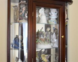 small hanging display case, figurines 