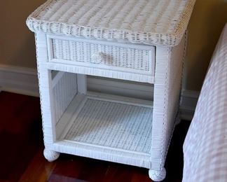 white wicker nightstand 