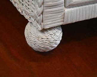 white wicker chest of drawers and mirror (detail)