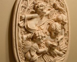 plaster art, winged cherubs 