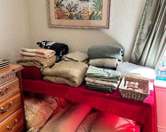 Lots of linens and bedding