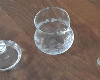 'Princess House' Crystal Honey pot with lid & dipper