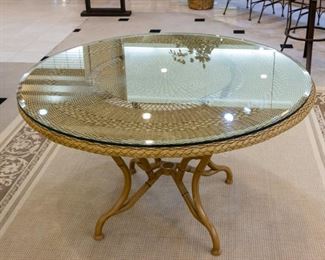 VERY NICE wicker table and protective glass.