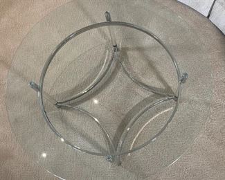 Glass & Chrome Coffee/Cocktail Table Contemporary	17.5in H  x 44in Diameter	
