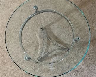 Glass & Chrome End Table Single Contemporary	24in H x 26in Diameter	
