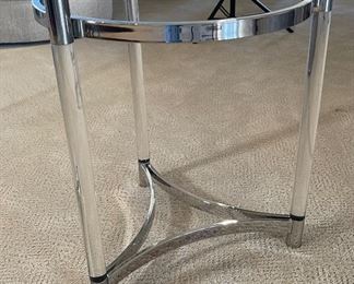 Glass & Chrome End Table Single Contemporary	24in H x 26in Diameter	
