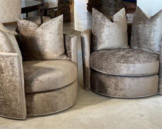 2pc Rene Cazares Contemporary Club Chairs PAIR CoCo Swivel Crocodilian Seaweed RC	27 x 41 x 41in	HxWxD
