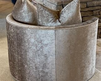 2pc Rene Cazares Contemporary Club Chairs PAIR CoCo Swivel Crocodilian Seaweed RC	27 x 41 x 41in	HxWxD
