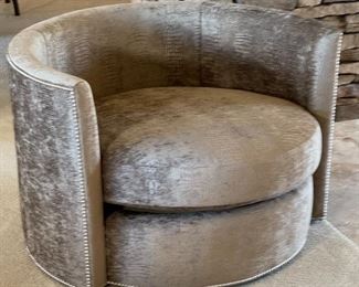 2pc Rene Cazares Contemporary Club Chairs PAIR CoCo Swivel Crocodilian Seaweed RC	27 x 41 x 41in	HxWxD
