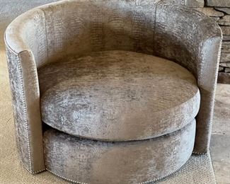 2pc Rene Cazares Contemporary Club Chairs PAIR CoCo Swivel Crocodilian Seaweed RC	27 x 41 x 41in	HxWxD
