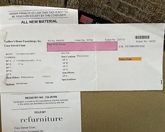 2pc Rene Cazares Contemporary Club Chairs PAIR CoCo Swivel Crocodilian Seaweed RC	27 x 41 x 41in	HxWxD
