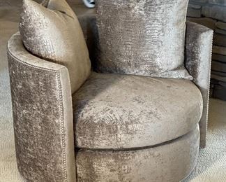 2pc Rene Cazares Contemporary Club Chairs PAIR CoCo Swivel Crocodilian Seaweed RC	27 x 41 x 41in	HxWxD
