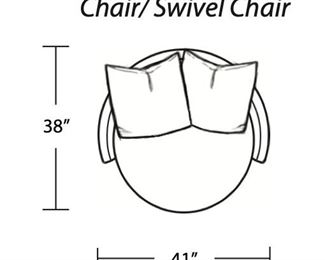 2pc Rene Cazares Contemporary Club Chairs PAIR CoCo Swivel Crocodilian Seaweed RC	27 x 41 x 41in	HxWxD

