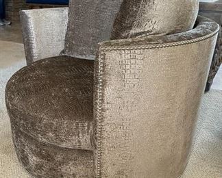 2pc Rene Cazares Contemporary Club Chairs PAIR CoCo Swivel Crocodilian Seaweed RC	27 x 41 x 41in	HxWxD

