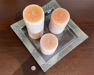Z Gallerie Luxe Glass Plate & Candles	Plate: 13 x 13in	
