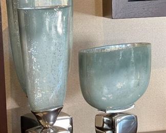 3pc Interlude Glass & Pewter Decor Vases	Largest: 24.5 x 10 x 5in	HxWxD
