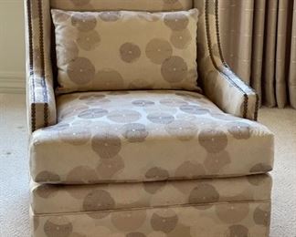 3pc Jessica Charles Chairs & Ottoman Crosby Upholstered  Swivel Chair PAIR	Chair: 36 x 33 x 35in Ottoman: 16 x 25.5 x 20in	HxWxD
