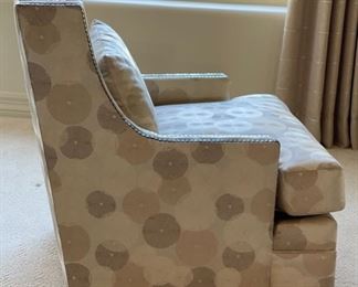 3pc Jessica Charles Chairs & Ottoman Crosby Upholstered  Swivel Chair PAIR	Chair: 36 x 33 x 35in Ottoman: 16 x 25.5 x 20in	HxWxD
