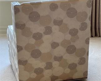 3pc Jessica Charles Chairs & Ottoman Crosby Upholstered  Swivel Chair PAIR	Chair: 36 x 33 x 35in Ottoman: 16 x 25.5 x 20in	HxWxD
