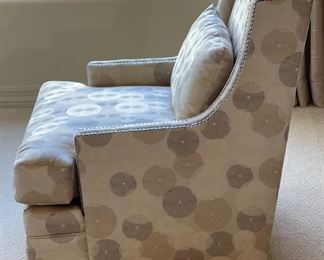 3pc Jessica Charles Chairs & Ottoman Crosby Upholstered  Swivel Chair PAIR	Chair: 36 x 33 x 35in Ottoman: 16 x 25.5 x 20in	HxWxD
