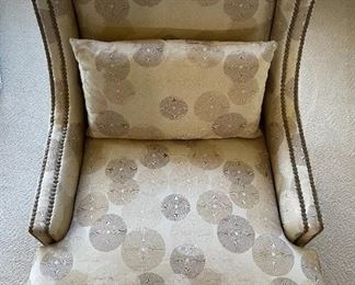 3pc Jessica Charles Chairs & Ottoman Crosby Upholstered  Swivel Chair PAIR	Chair: 36 x 33 x 35in Ottoman: 16 x 25.5 x 20in	HxWxD
