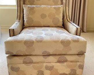 3pc Jessica Charles Chairs & Ottoman Crosby Upholstered  Swivel Chair PAIR	Chair: 36 x 33 x 35in Ottoman: 16 x 25.5 x 20in	HxWxD
