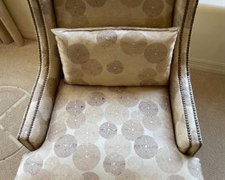 3pc Jessica Charles Chairs & Ottoman Crosby Upholstered  Swivel Chair PAIR	Chair: 36 x 33 x 35in Ottoman: 16 x 25.5 x 20in	HxWxD
