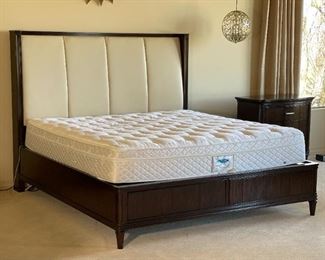 King Contemporary Dark Wood Bed with Select Comfort Personal Preference Mattress	Frame: 63 x 80 x 90 Mattress: 78x77In	HxWxD
