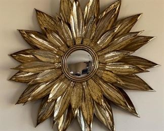 Pottery Barn Gold Metal Sunburst Mirror Flower	30 inch diameter	

