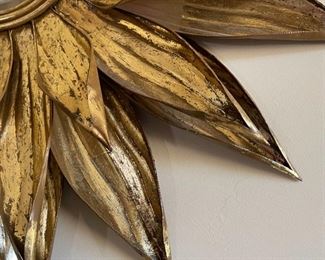 Pottery Barn Gold Metal Sunburst Mirror Flower	30 inch diameter	
