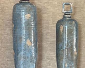 2pc Ceramic Square Top Bottles Decor	Largest: 27. 5in H	
