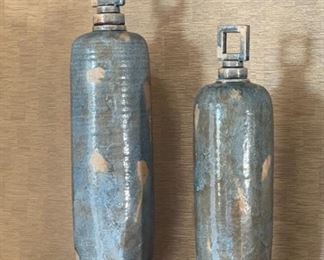 2pc Ceramic Square Top Bottles Decor	Largest: 27. 5in H	
