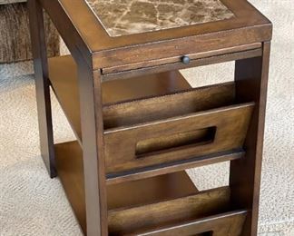 1pc Marble Top End Table Magazine Rack	24 x 14 x 26in	HxWxD
