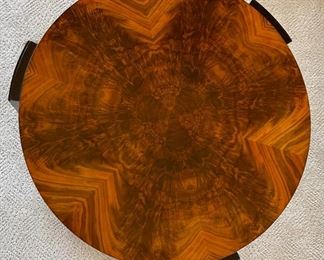 Burl Wood Contemporary Round Console table shelf	28 x 26in diameter	
