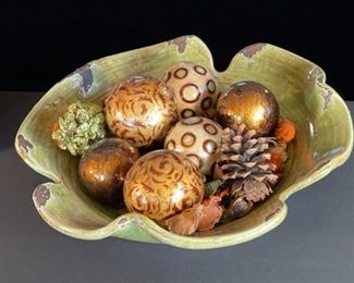 Ceramic Bowl & decorative Orbs	5 x 21in diameter	
