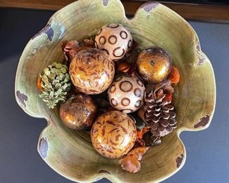 Ceramic Bowl & decorative Orbs	5 x 21in diameter	
