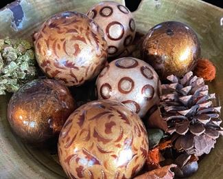 Ceramic Bowl & decorative Orbs	5 x 21in diameter	
