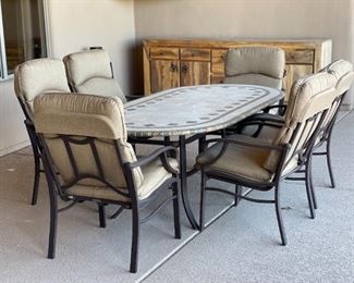7pc Malin Mosaic Tile Top Patio Table & Chairs	Table: 28 x 42 x 84in	HxWxD
