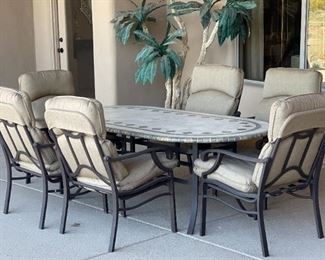 7pc Malin Mosaic Tile Top Patio Table & Chairs	Table: 28 x 42 x 84in	HxWxD
