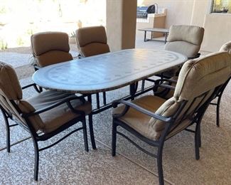 7pc Malin Mosaic Tile Top Patio Table & Chairs	Table: 28 x 42 x 84in	HxWxD
