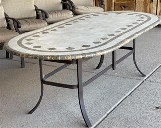 7pc Malin Mosaic Tile Top Patio Table & Chairs	Table: 28 x 42 x 84in	HxWxD
