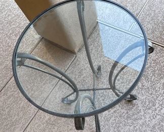 Iron Frame Glass top Counter Height Table	41 x 29.25in diameter	
