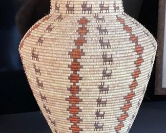 Large Southwest Olla Basket Dog pattern Decor	26x24in diameter	
