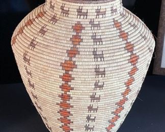Large Southwest Olla Basket Dog pattern Decor	26x24in diameter	
