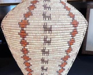 Large Southwest Olla Basket Dog pattern Decor	26x24in diameter	
