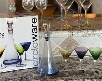 Breeze Circleware Cordial Set Martini Glasses & Decanter		
