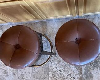 Theodore Alexander Leather Swivel Stools	25x16in diameter	
