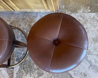 Theodore Alexander Leather Swivel Stools	25x16in diameter	

